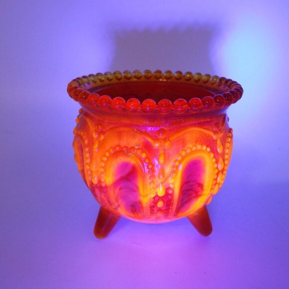 Vintage Degenhart Bloody Mary Orange Slag Glass Gypsy Pot Toothpick Holder RARE - Picture 8 of 9